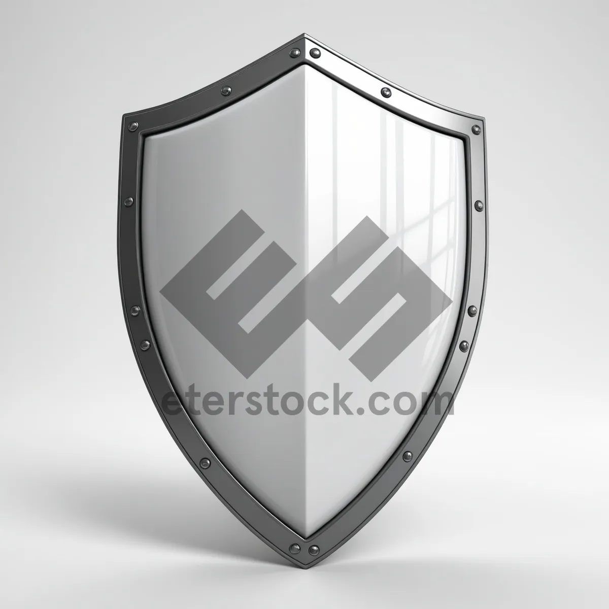 Picture of Shiny metal shield emblem with button icon