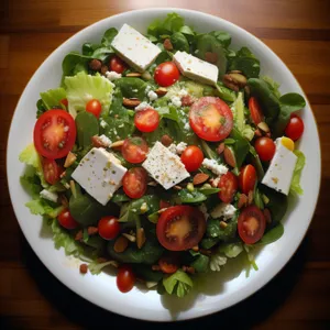 Fresh Vegetable Salad with Cheese and Olive Oil dressing