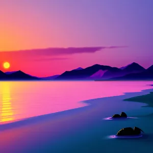 Soothing Sunset Reflection on Tranquil Ocean Horizon