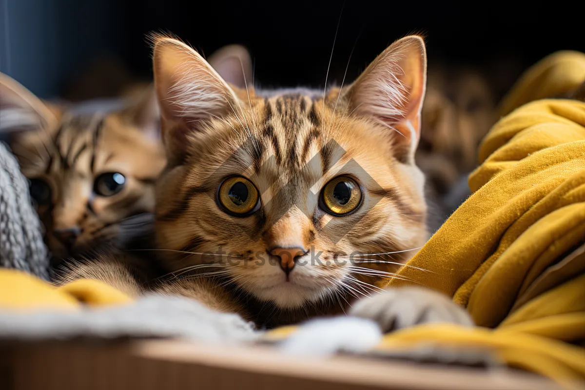 Picture of Fluffy gray tabby kitten with curious eyes