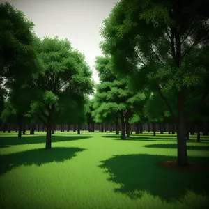 Lush Linden Trees Embrace Serene Golf Course