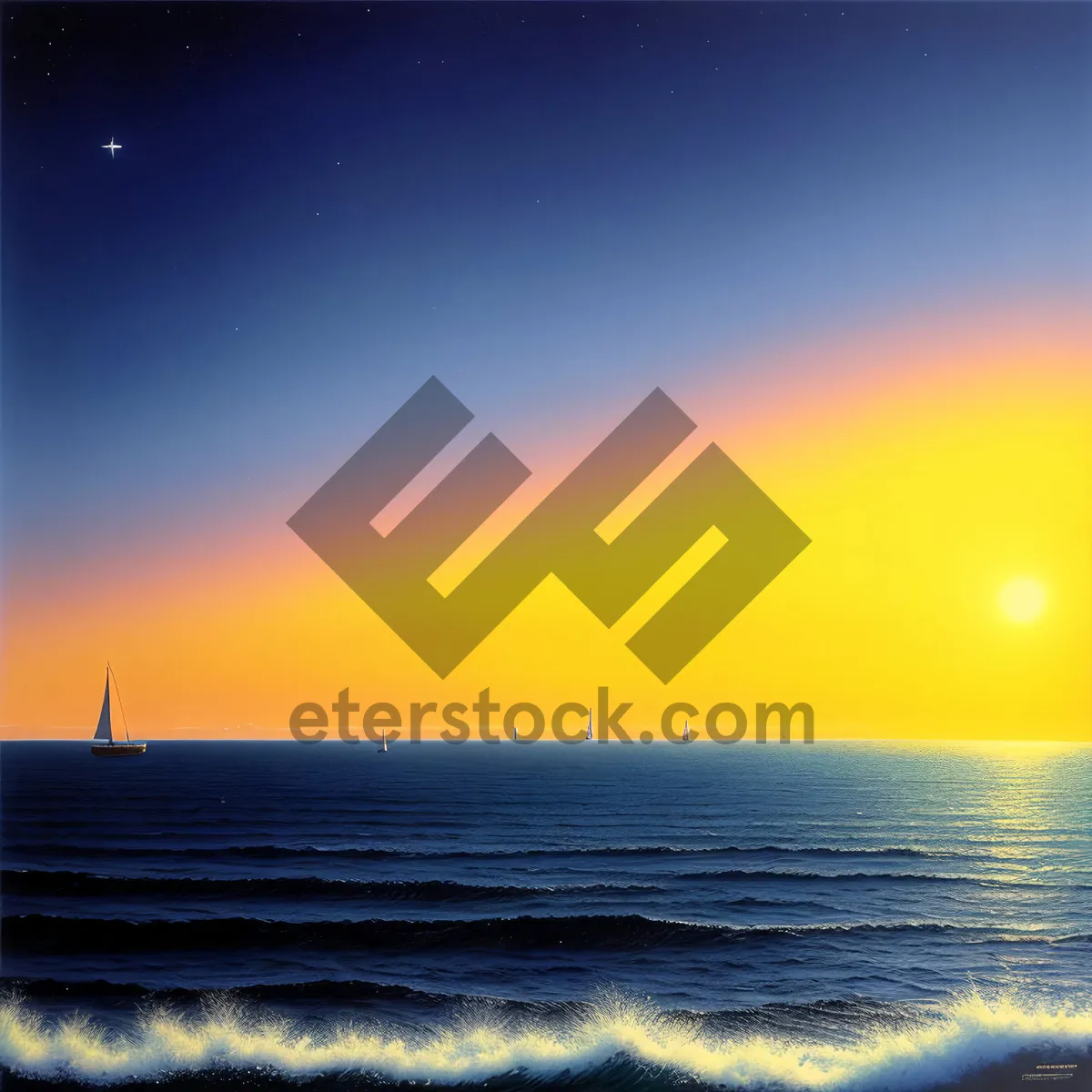 Picture of Vibrant Sunset Over Serene Ocean