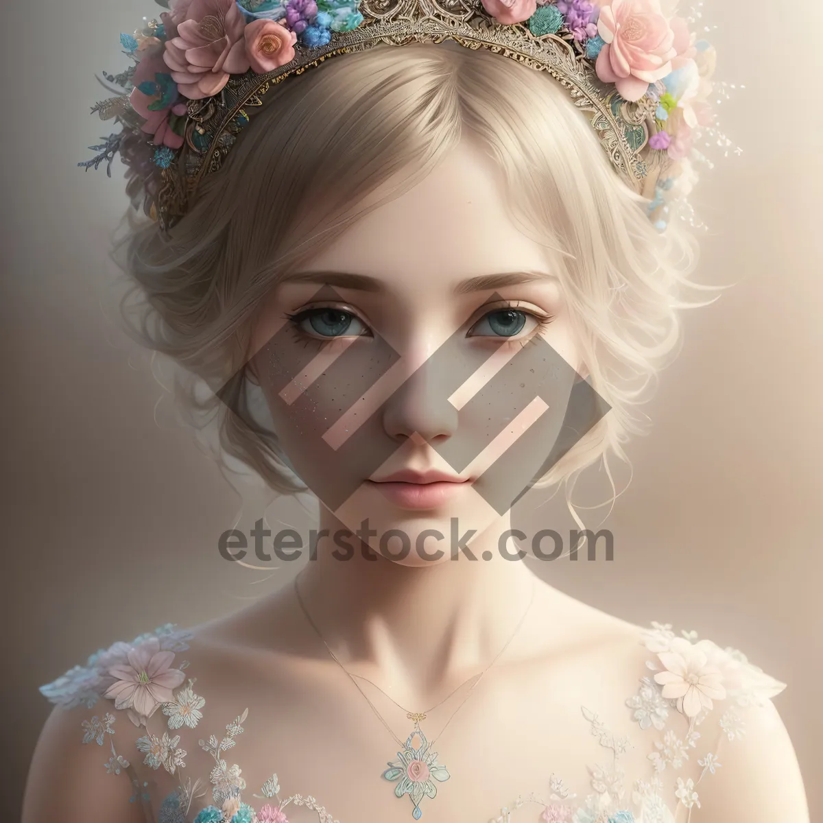 Picture of Glamorous Blonde Aristocrat with Captivating Eyes