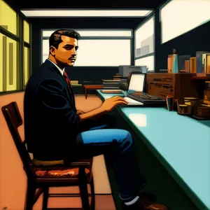 Modern Office Workspace with Laptop on Desk