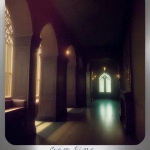 Majestic Stone Arch in Ancient Church Interior