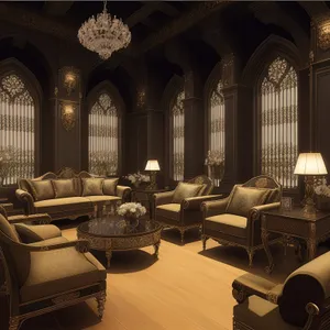 Modern interior design with luxury furniture and floor lamp