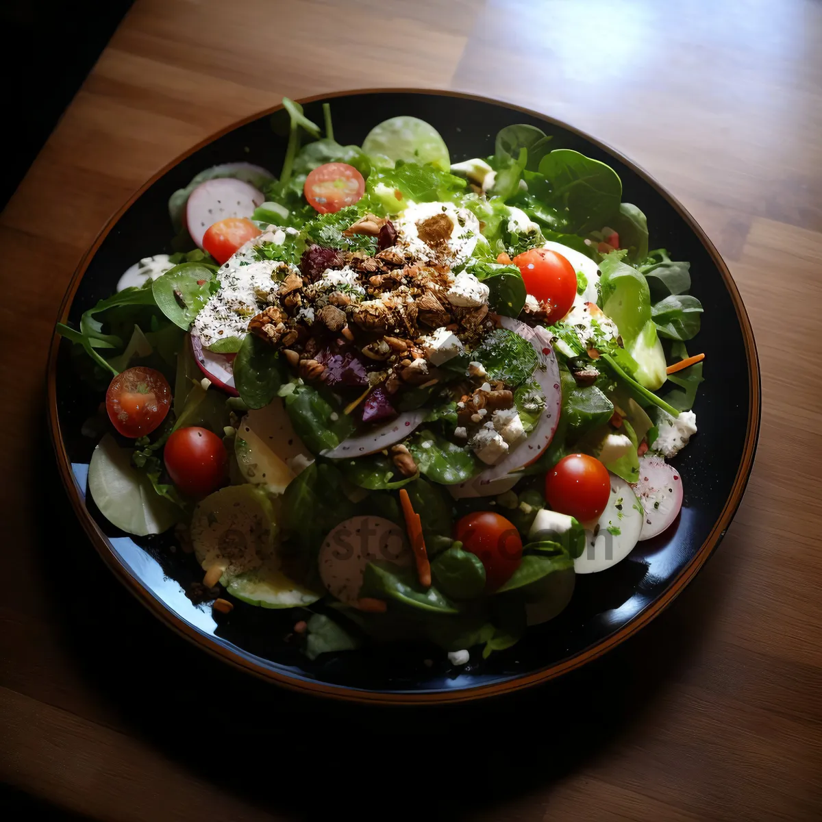 Picture of Delicious Gourmet Salad with Fresh Vegetables and Cheese