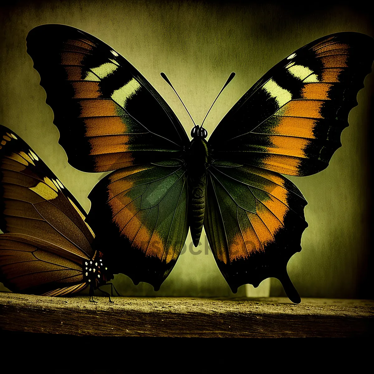 Picture of Vibrant Butterfly Wings Close-Up on Colorful Flower