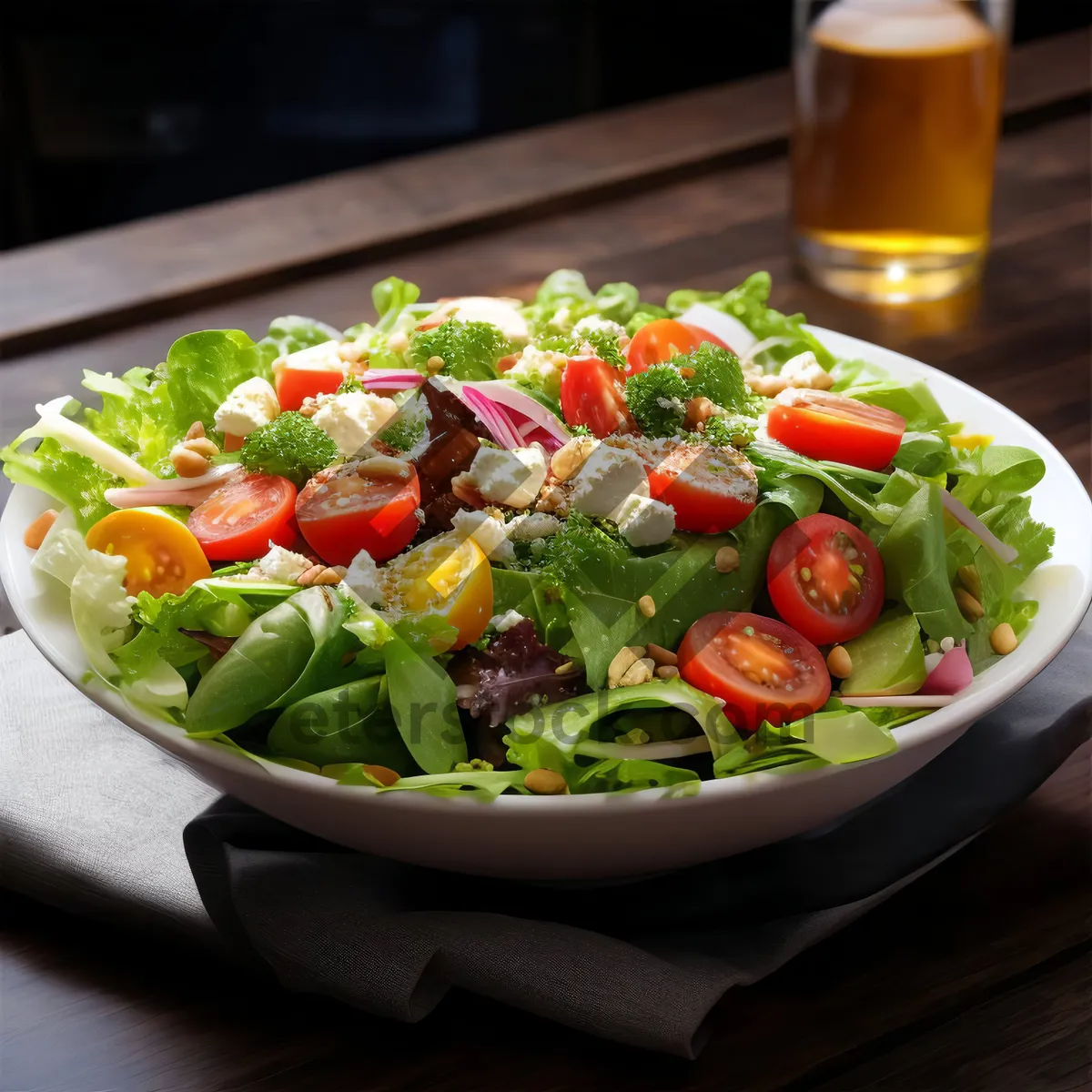 Picture of Fresh Gourmet Salad with Tomato, Pepper, and Cheese