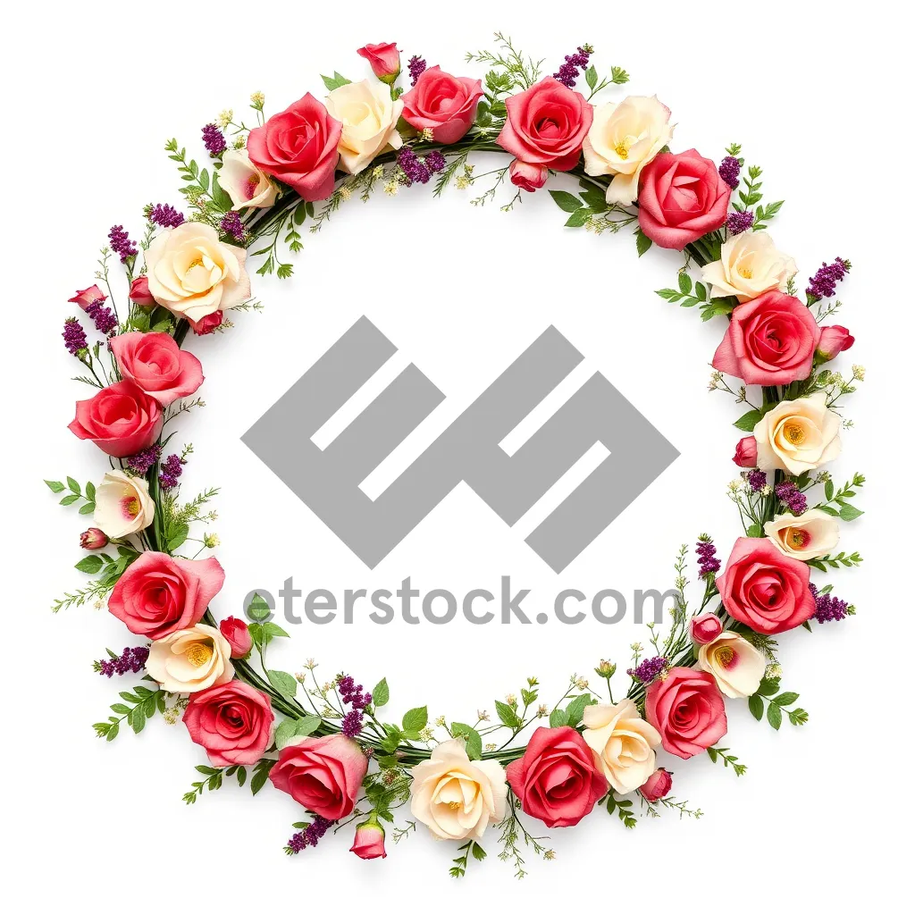Picture of Floral Retro Card with Ornate Leaf Border