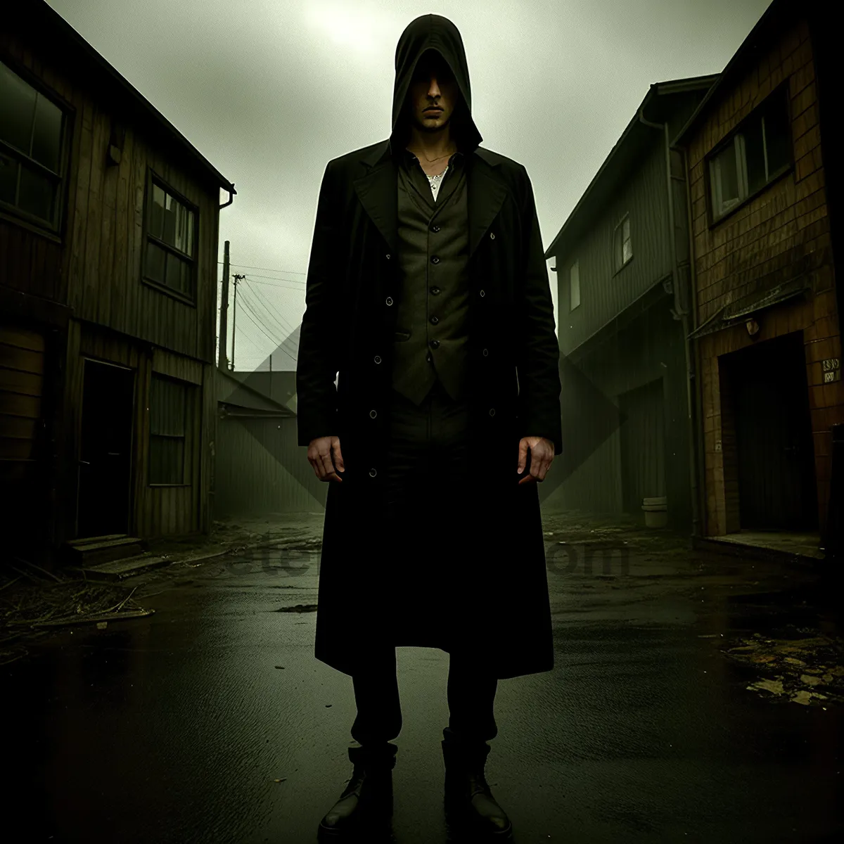 Picture of Black Raincoat: Fashionable Businessman in Trench Coat