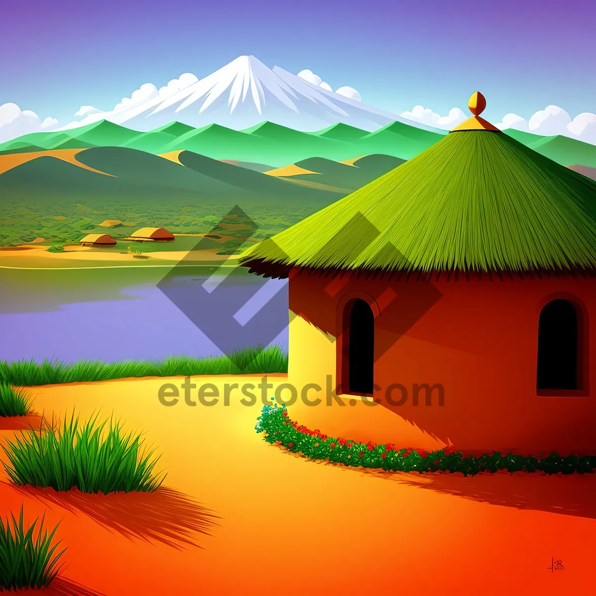 Picture of Serene Summer Sky: Picturesque Hovel amidst Lush Greenery