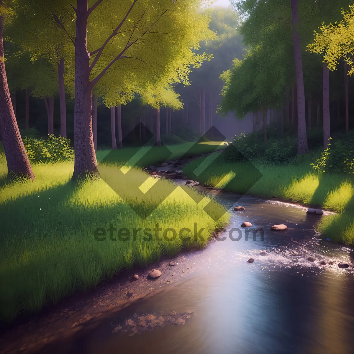 Picture of Autumn Path through Colorful Forest Foliage