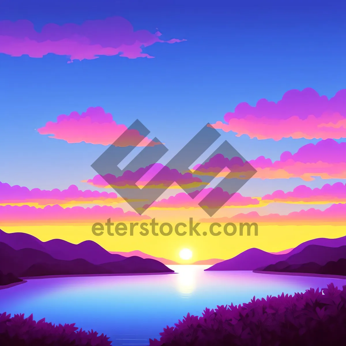 Picture of Vibrant Sunset over Serene Savanna