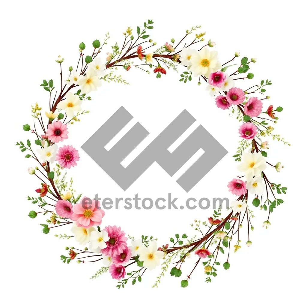 Picture of Floral pattern design with butterfly and plant silhouette.