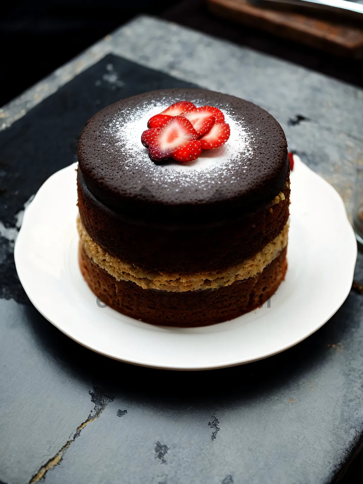 Picture of Delicious chocolate cream cake with sweet pastry