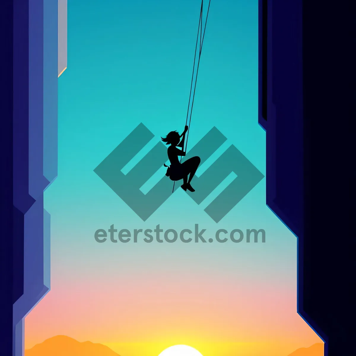 Picture of Golden Sunset Silhouette with Device and Clothespin