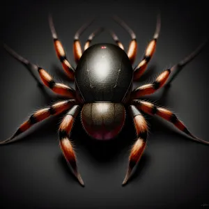 Close-up of Black Widow Spider - Arachnid with Red Hourglass