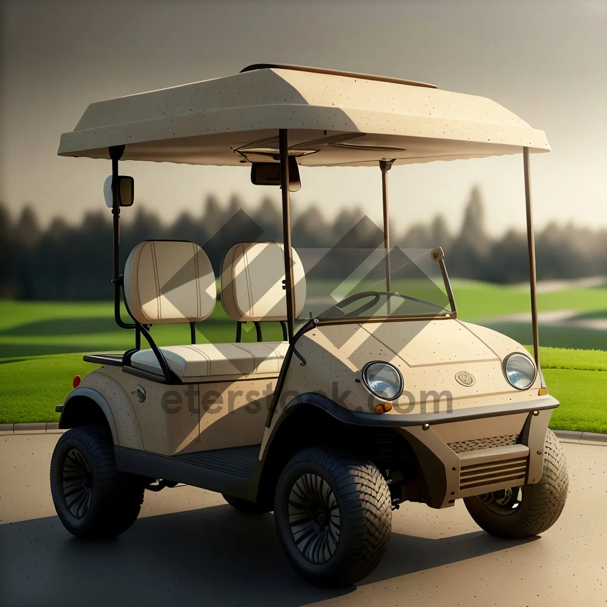 Picture of Golf Cart on Green Course: Transportation for Golfers