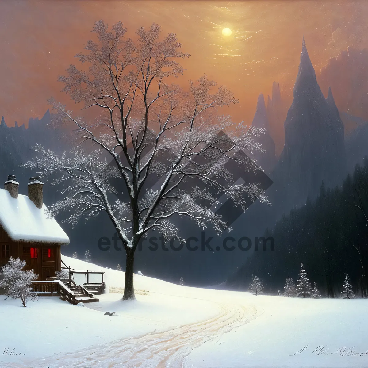 Picture of Winter Wonderland: Majestic Snowy Mountain Landscape