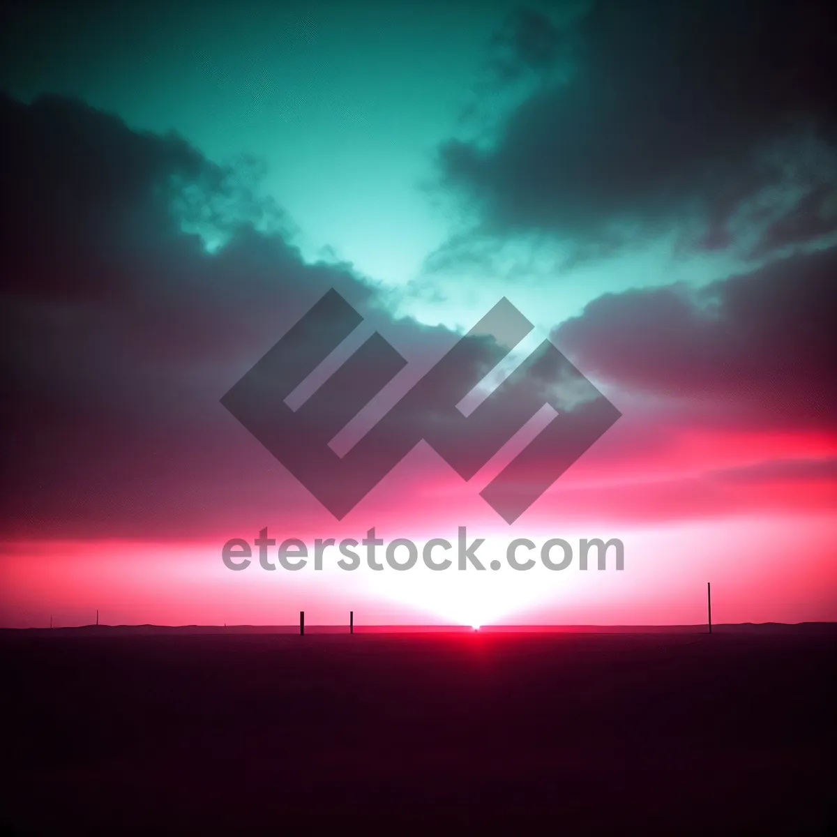 Picture of Vibrant Sunset Over Breathtaking Cloud-Filled Horizon