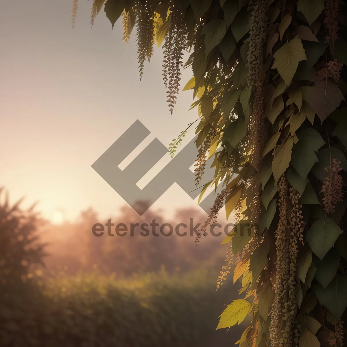 Picture of Golden Autumn Landscape with Sunlit Trees