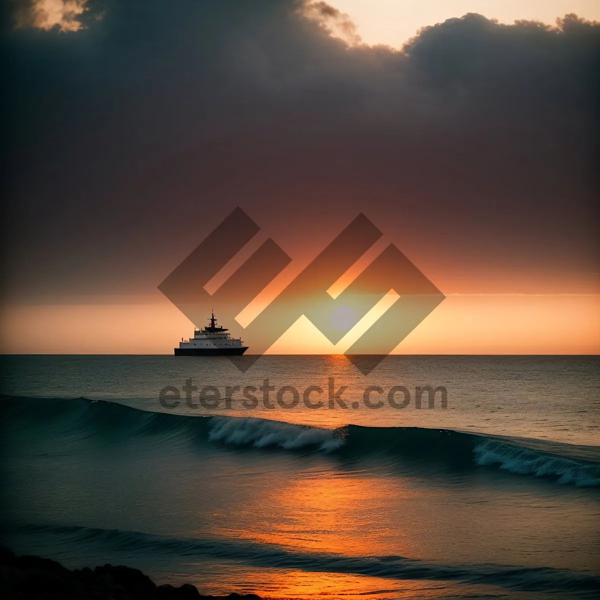 Picture of Coastal City Sunset over Ocean