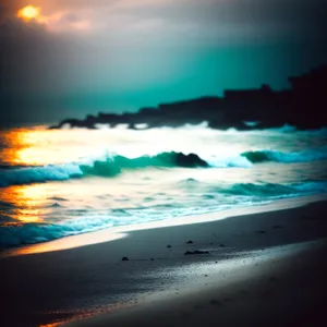 Sunset Serenity: A Colorful Tropical Beachscape
