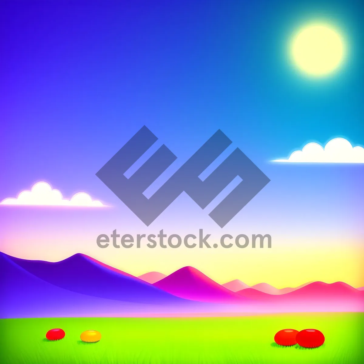 Picture of Vibrant Sunlit Meadow in Summer Sky