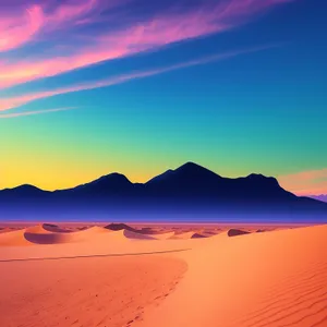 Vibrant Coastal Sunset Over Desert Dunes