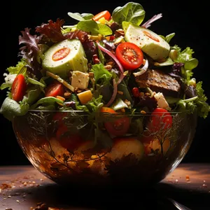 Fresh Vegetable Salad with Beef and Lettuce