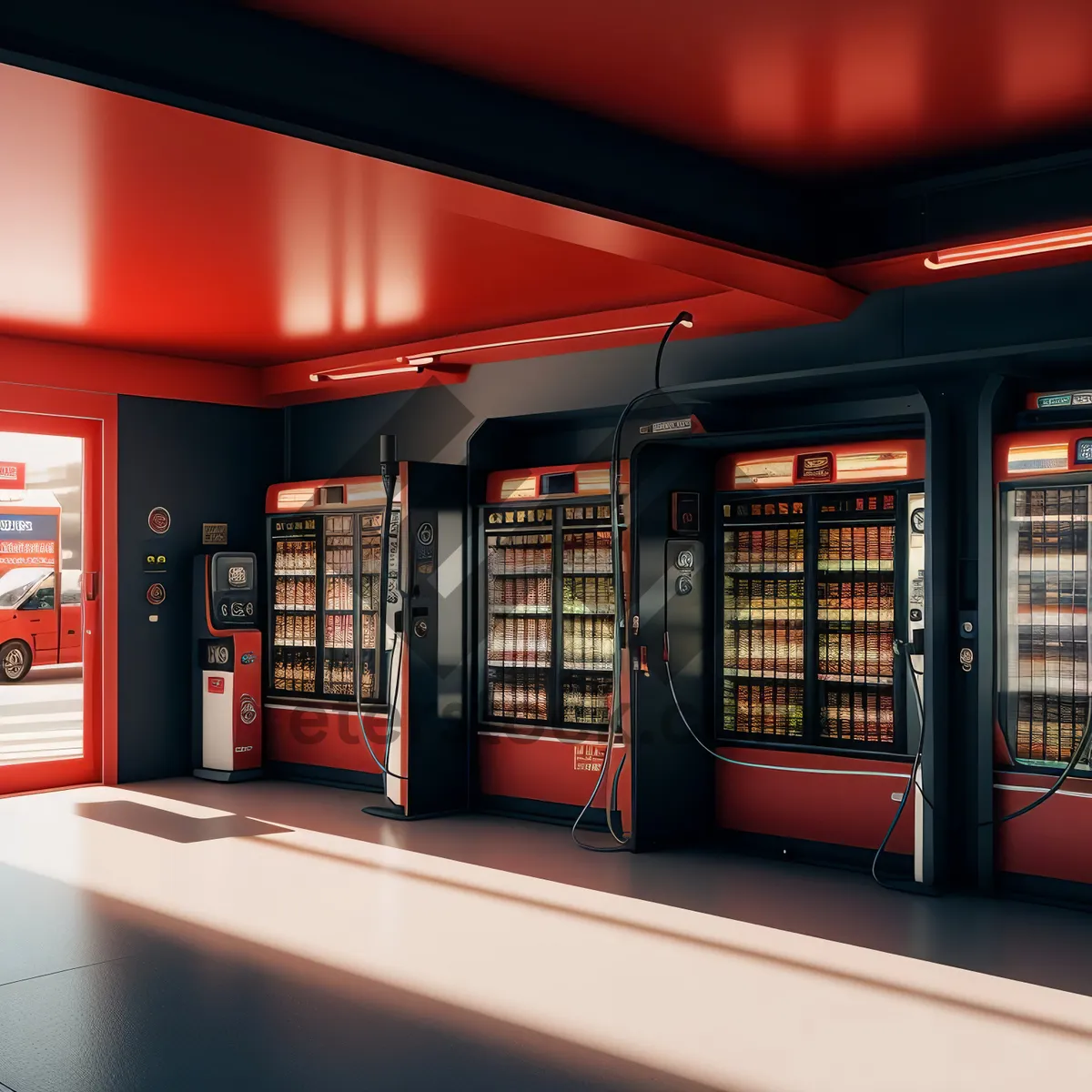 Picture of Modern Café Interior with Vending and Slot Machines