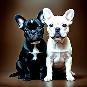 Cute Bulldog Puppy with Wrinkles - Studio Portrait
