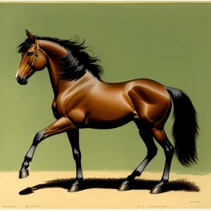 Magnificent Brown Thoroughbred Stallion Galloping