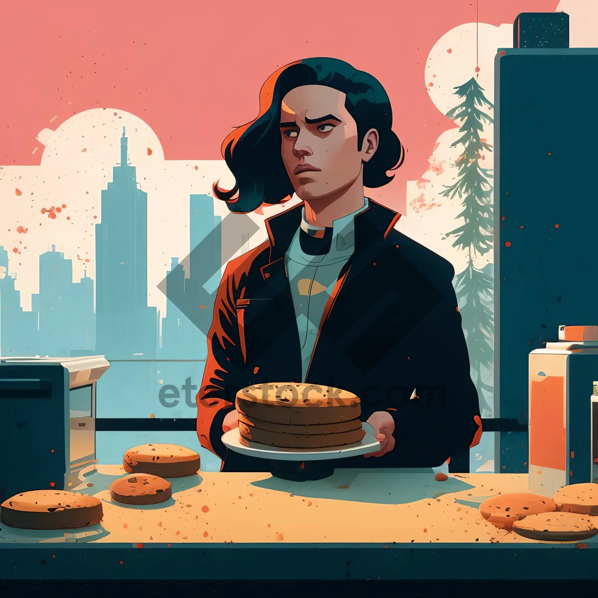 Picture of Smiling businessman working in corporate office with laptop.