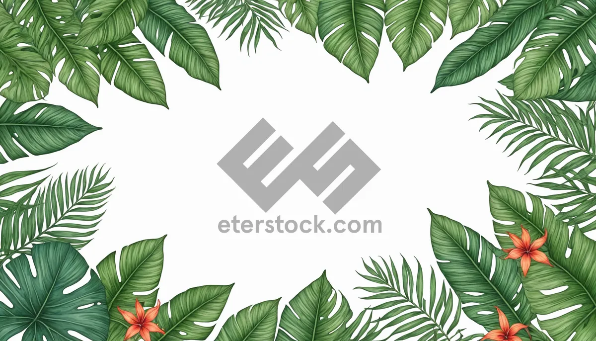 Picture of Summer tree with floral frame and holly leaves