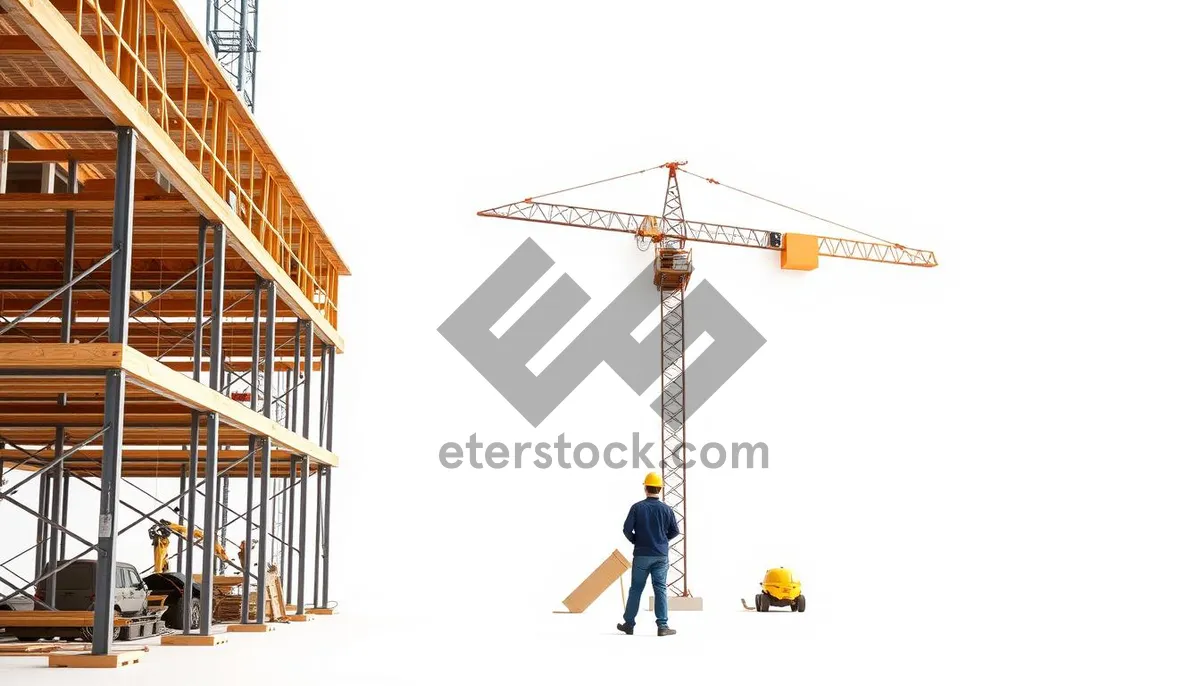 Picture of Urban construction crane lifting equipment in business district sky