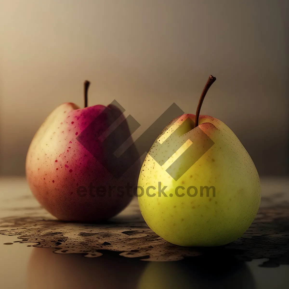 Picture of Golden Delicious Apple and Fresh Juicy Pear