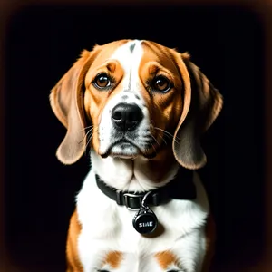 Adorable Beagle Puppy with Collar