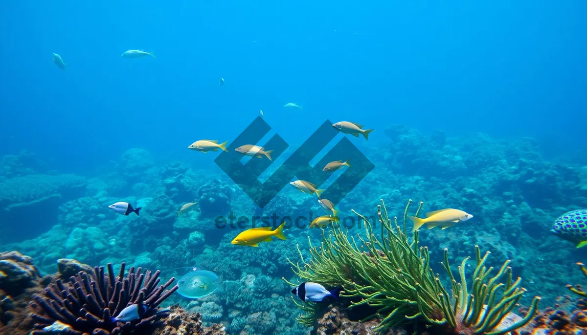 Picture of Colorful Tropical Fish Swimming in Exotic Coral Reef