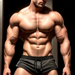 Ripped Adonis: Chiseled muscular male model showcasing fitness