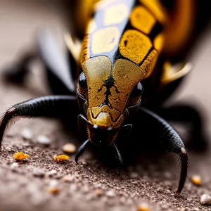 Close-up of Black Beetle with Antennae