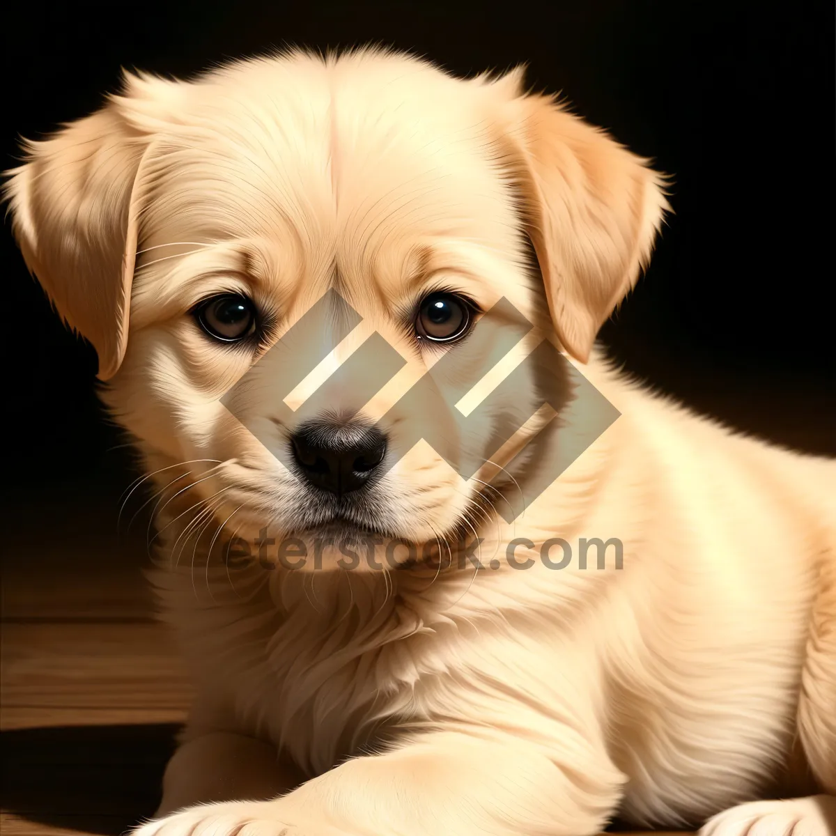 Picture of Adorable Golden Retriever Puppy and Friend