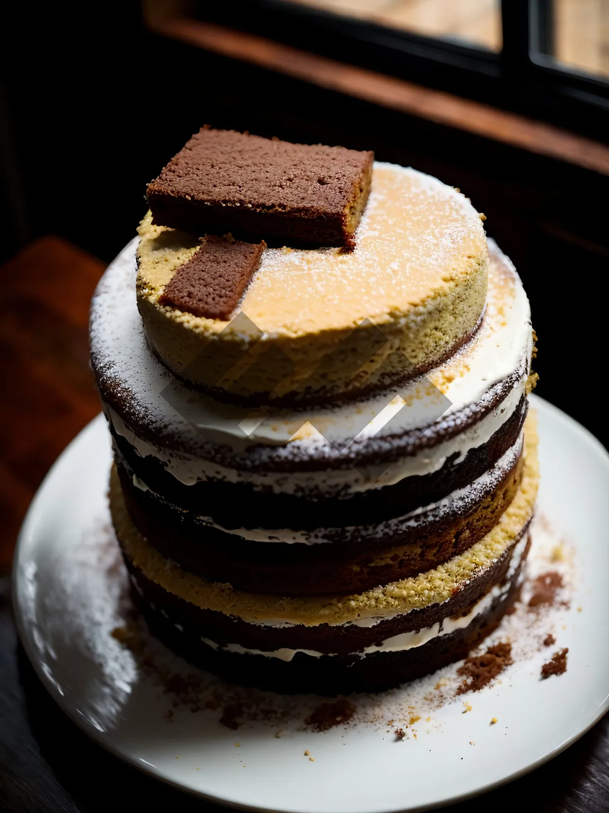 Picture of Delicious Chocolate Cake Slice with Decadent Chocolate Sauce