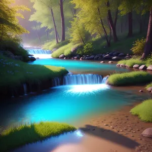 Serene Waterfall in Majestic Forest