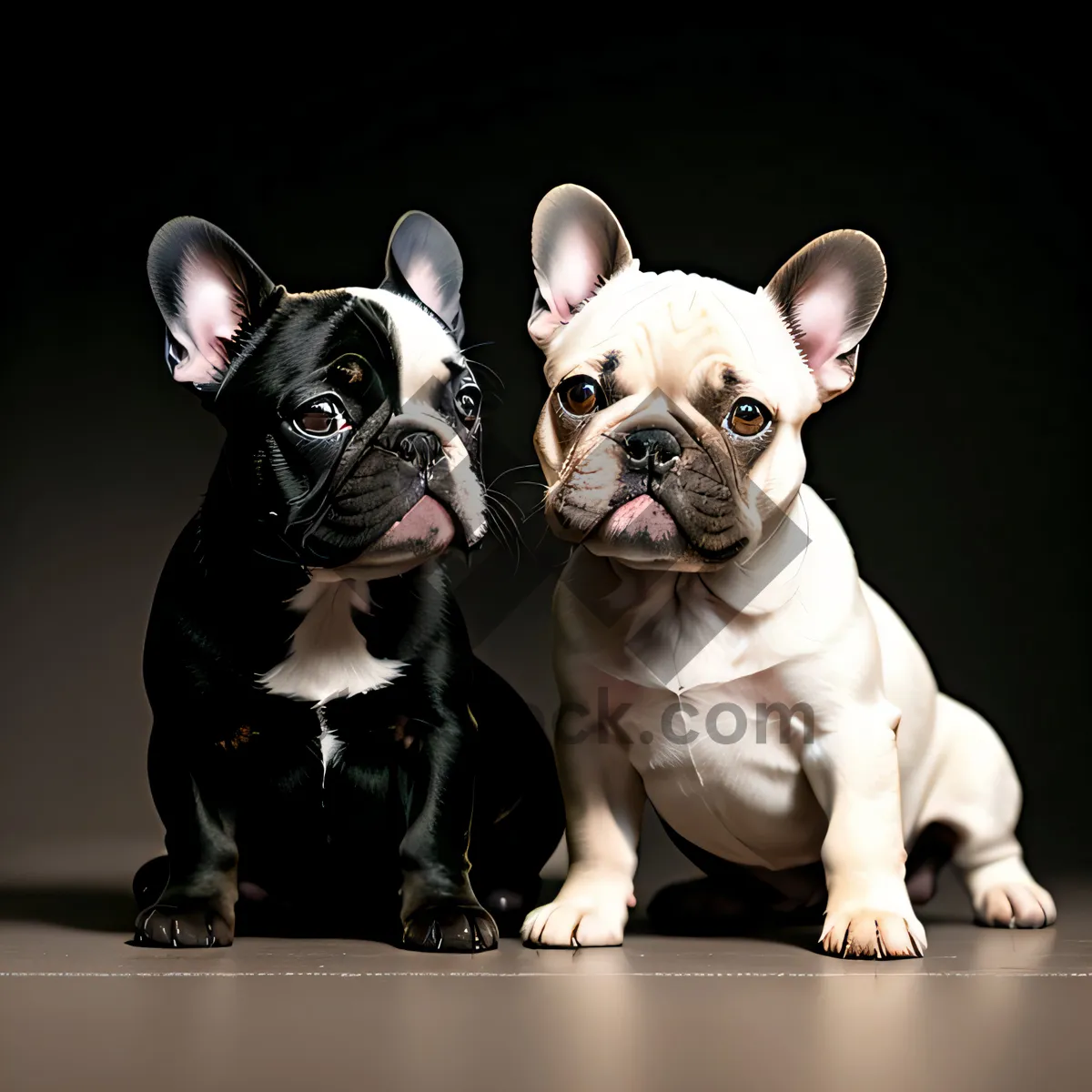 Picture of Adorable Bulldog Puppy with Wrinkled Portrait