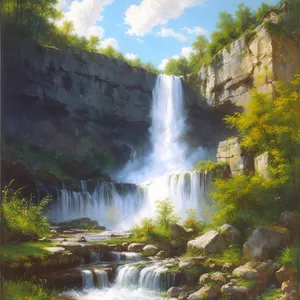 Enchanted Forest Waterfall in Serene Wilderness Setting