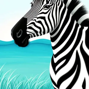 Striped Zebra Grazing in South African Wildlife Park