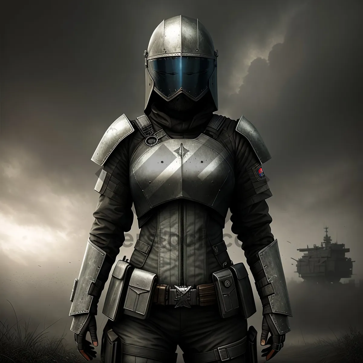 Picture of Warrior donning protective armor for battle