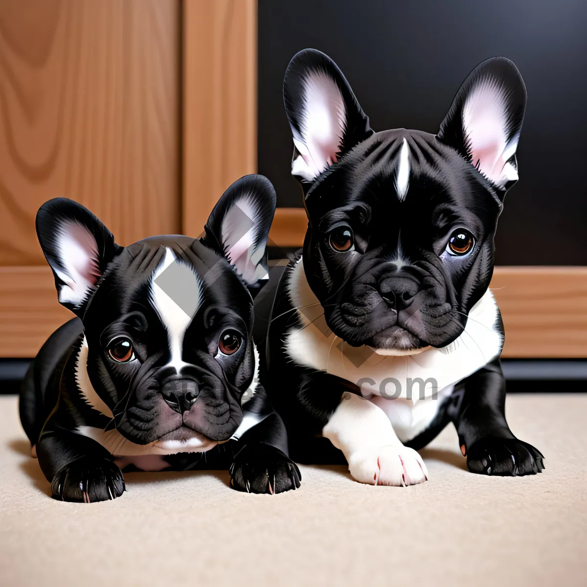 Picture of Cute Wrinkled Bulldog Terrier Puppy Sitting